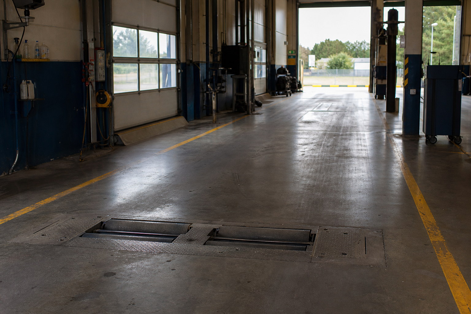 Inspection line at a vehicle inspection station
